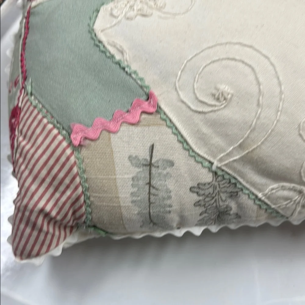 Pillow Vintage Patchwork Rick Rack Pillow with Floral Design